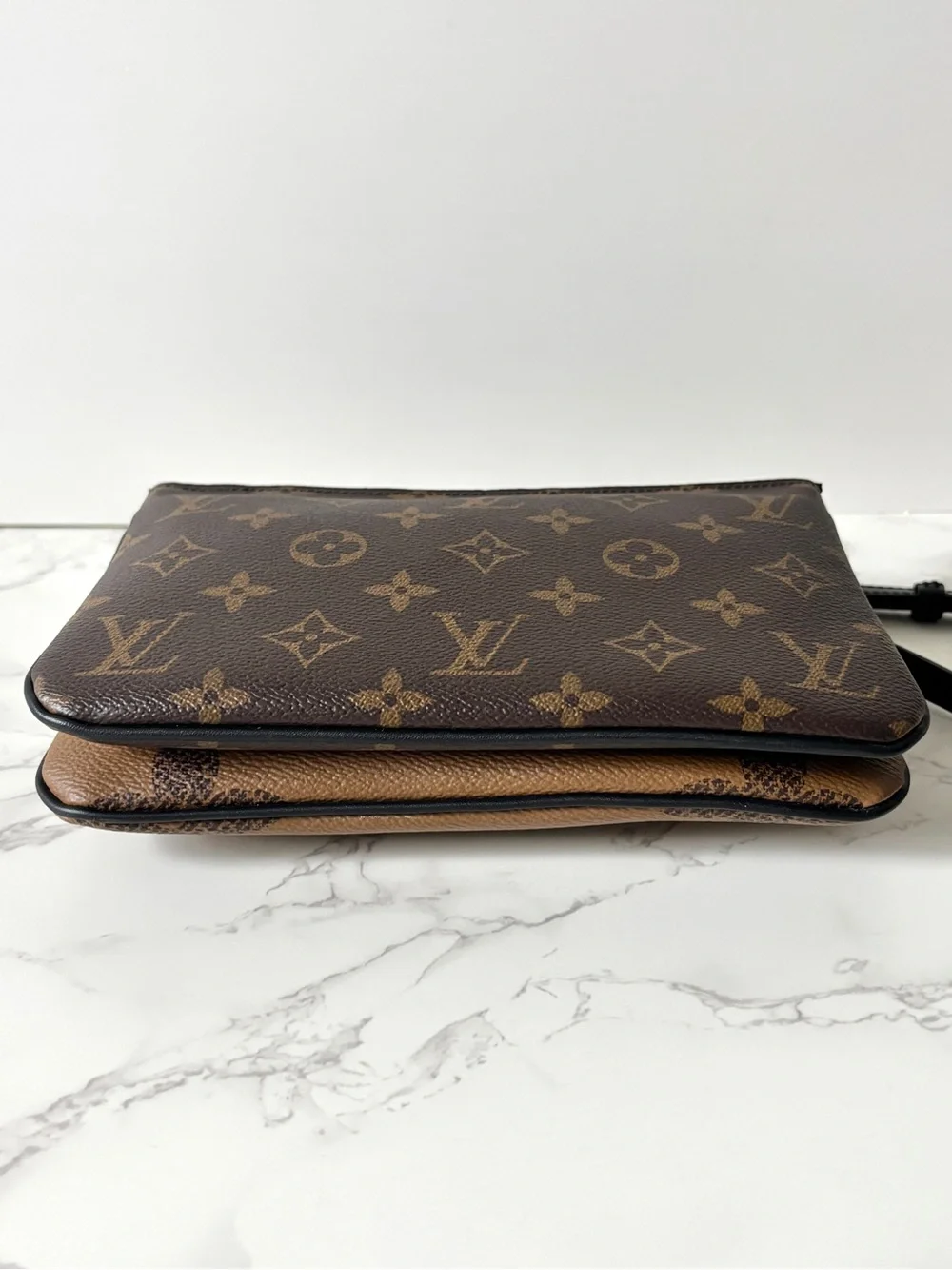 Louis Vuitton Double Zip Pochette Handbag Giant Reverse Monogram